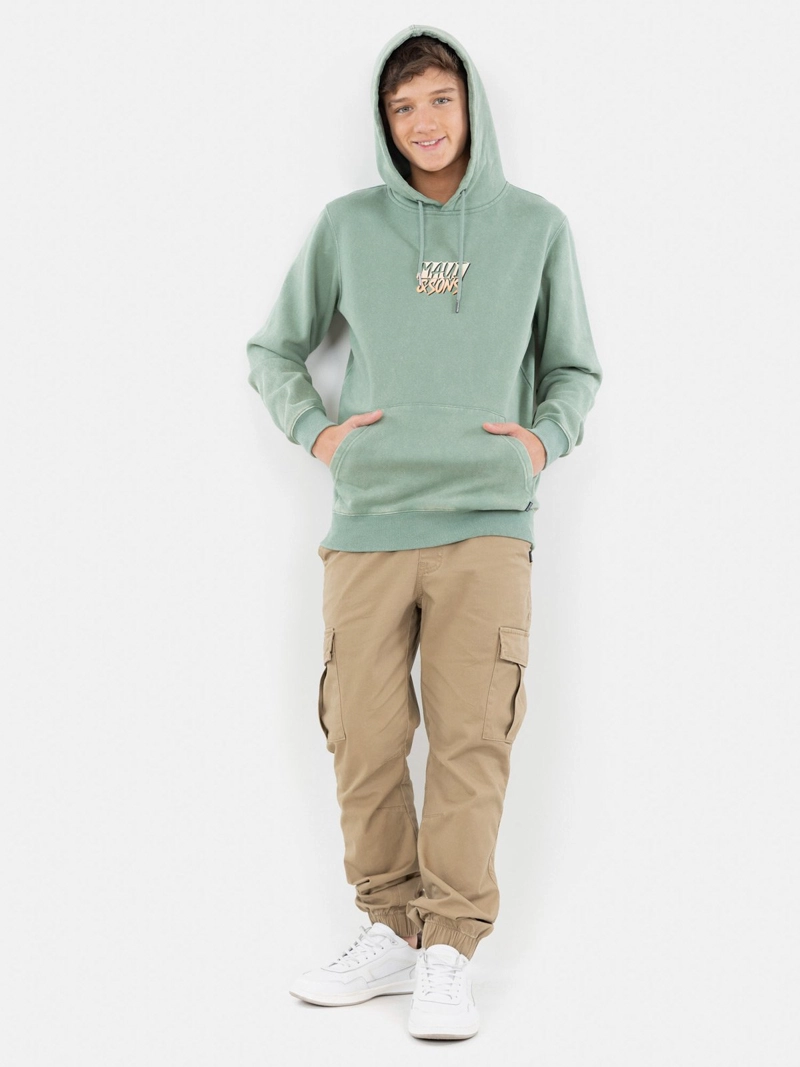 POLERA MANGA LARGA ALGODÓN NIÑO MAUI AND SONS VERDE 5O800 CANGURO - 1