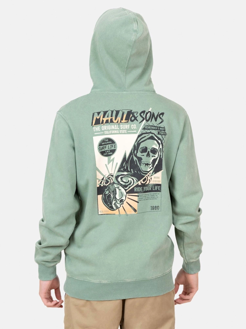 POLERA MANGA LARGA ALGODÓN NIÑO MAUI AND SONS VERDE 5O800 CANGURO - 3