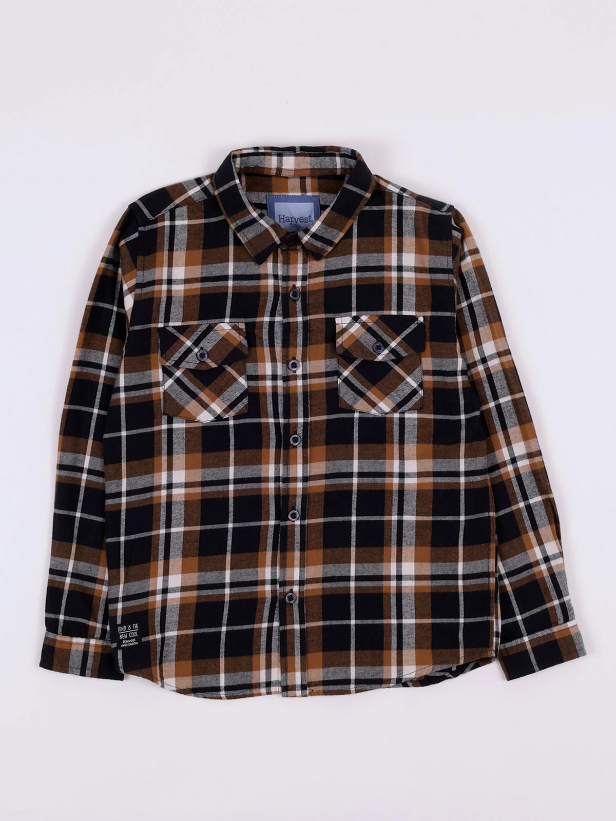 CAMISA MANGA LARGA ESCOCESA ALGODÓN NIÑO HARVEST - 1