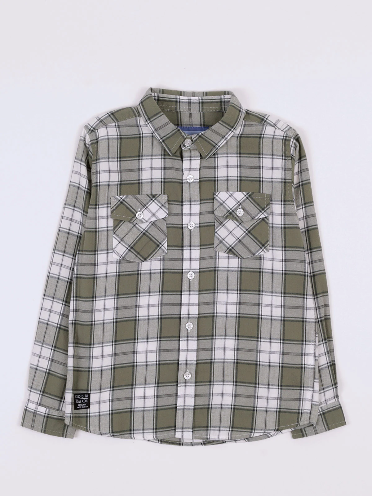 CAMISA MANGA LARGA ESCOCESA ALGODÓN NIÑO HARVEST - 1