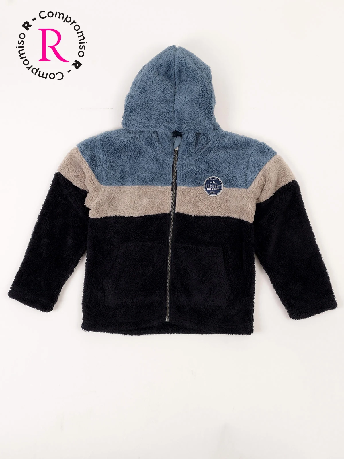 POLERA CON CAPUCHA CORAL FLEECE NIÑO HARVEST - 1