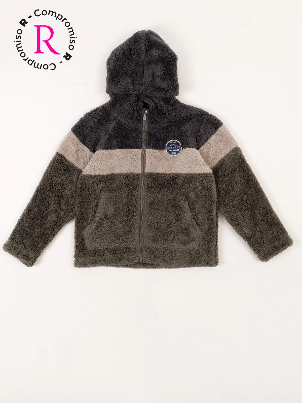 POLERA CON CAPUCHA CORAL FLEECE NIÑO HARVEST - 1