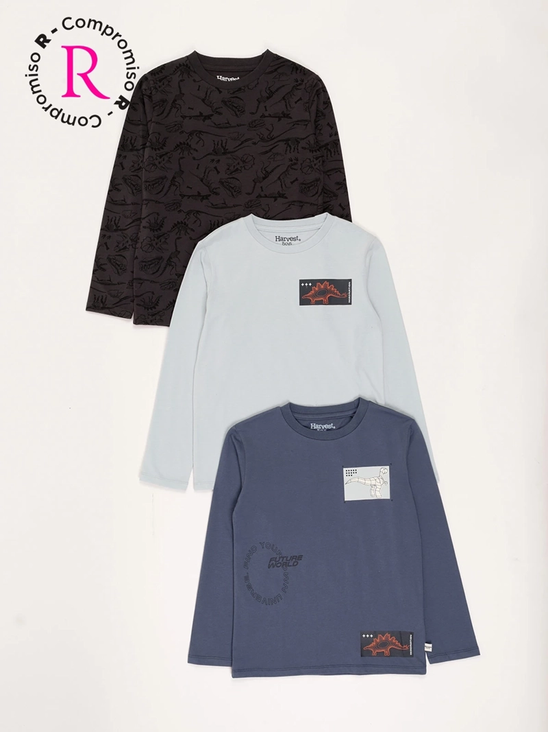 PACK X3 POLOS MANGA LARGA NIÑO HARVEST - 1