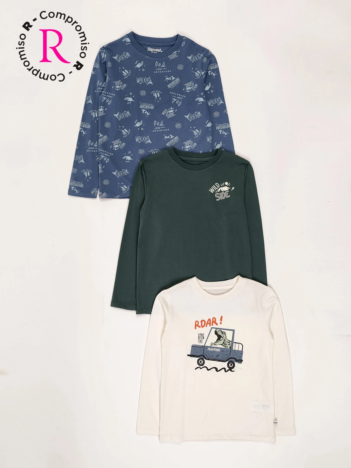 PACK X3 POLOS MANGA LARGA NIÑO HARVEST - 1