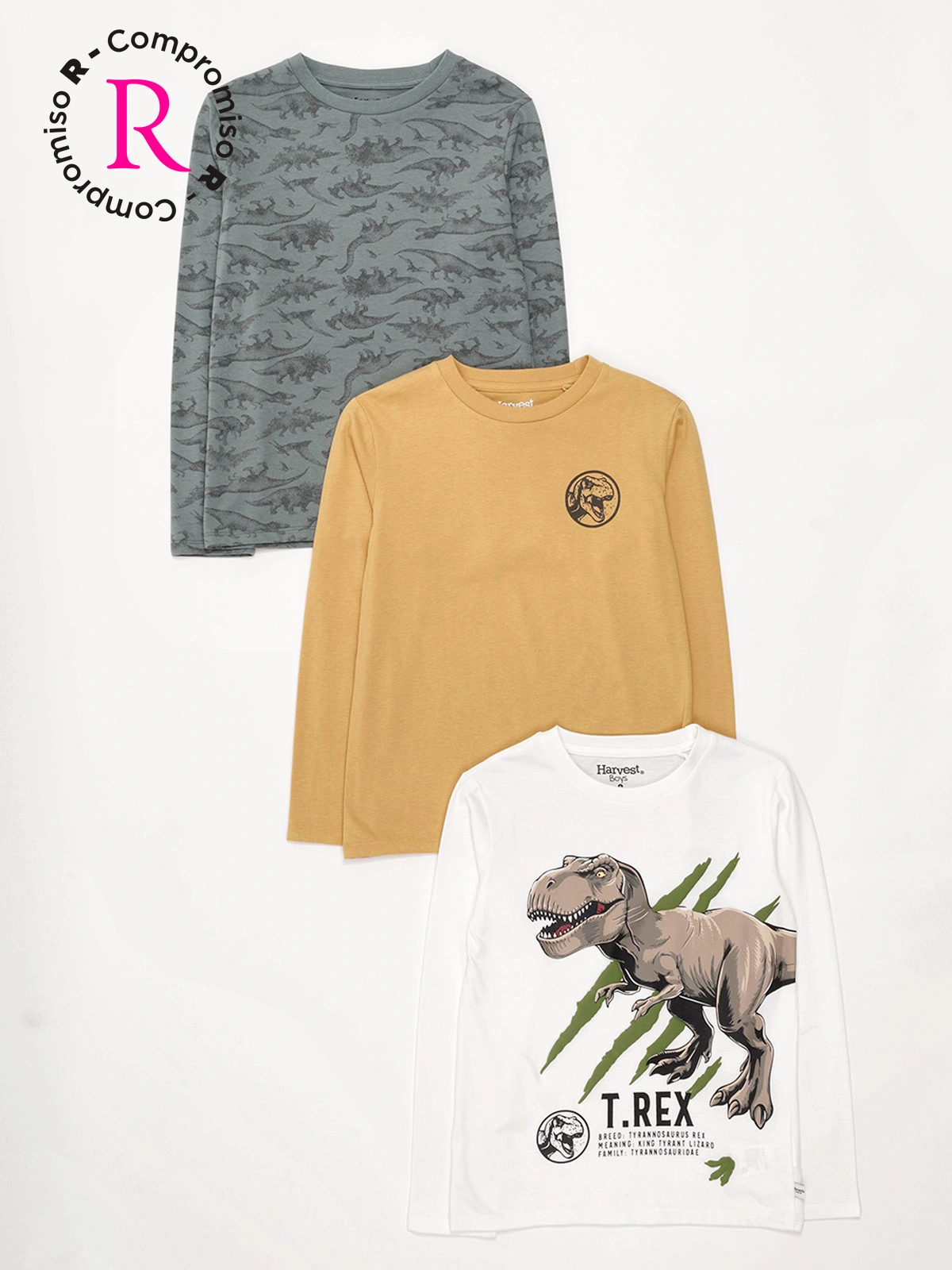 PACK X3 POLOS PRINT MANGA LARGA NIÑO HARVEST - 1