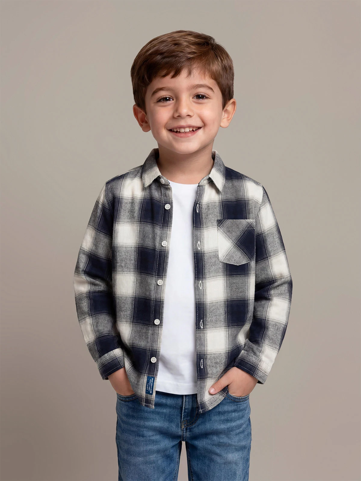 CAMISA MANGA LARGA ALGODÓN NIÑO HARVEST ESCOCESA - 1