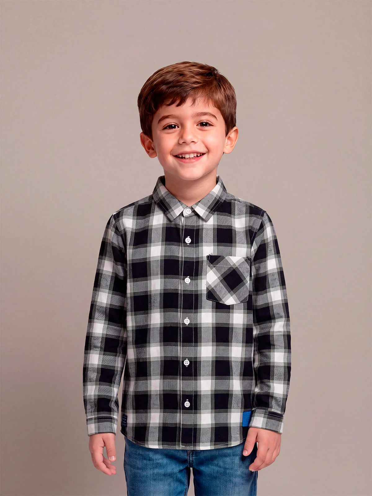 CAMISA MANGA LARGA ALGODÓN NIÑO HARVEST ESCOCESA - 1