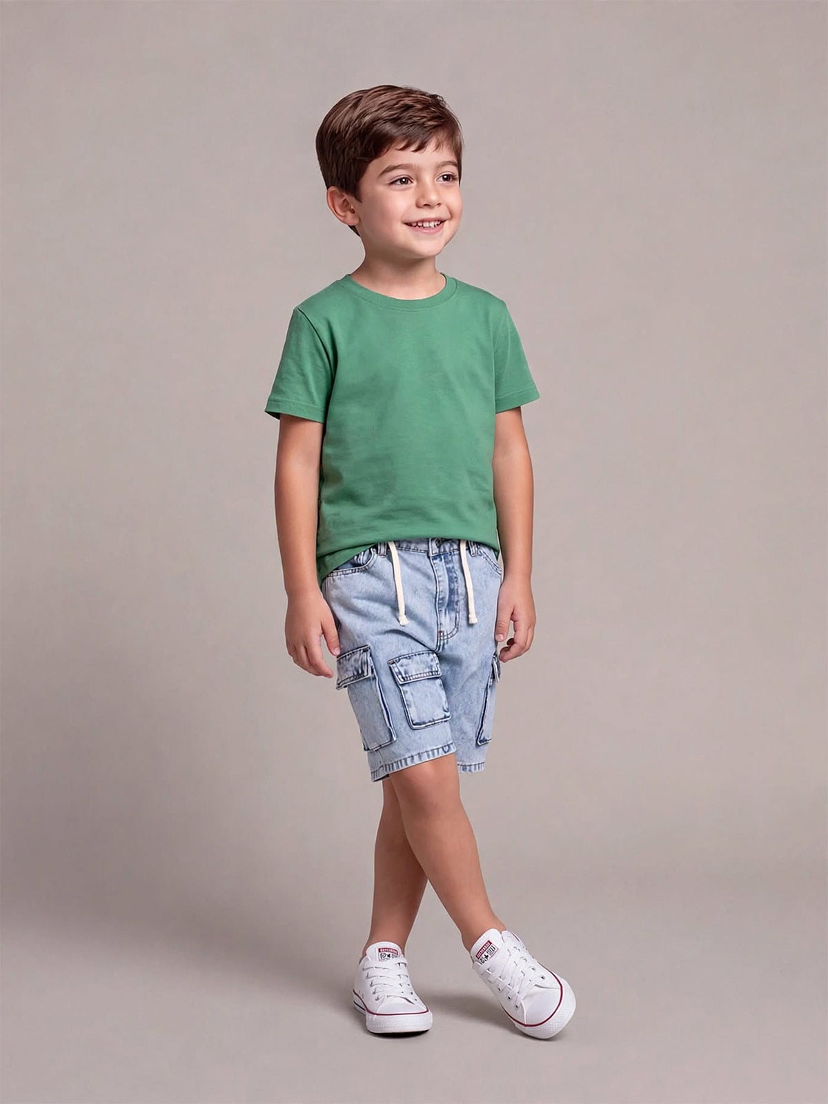 SHORT ALGODÓN CARGO NIÑO HARVEST DENIM - 1