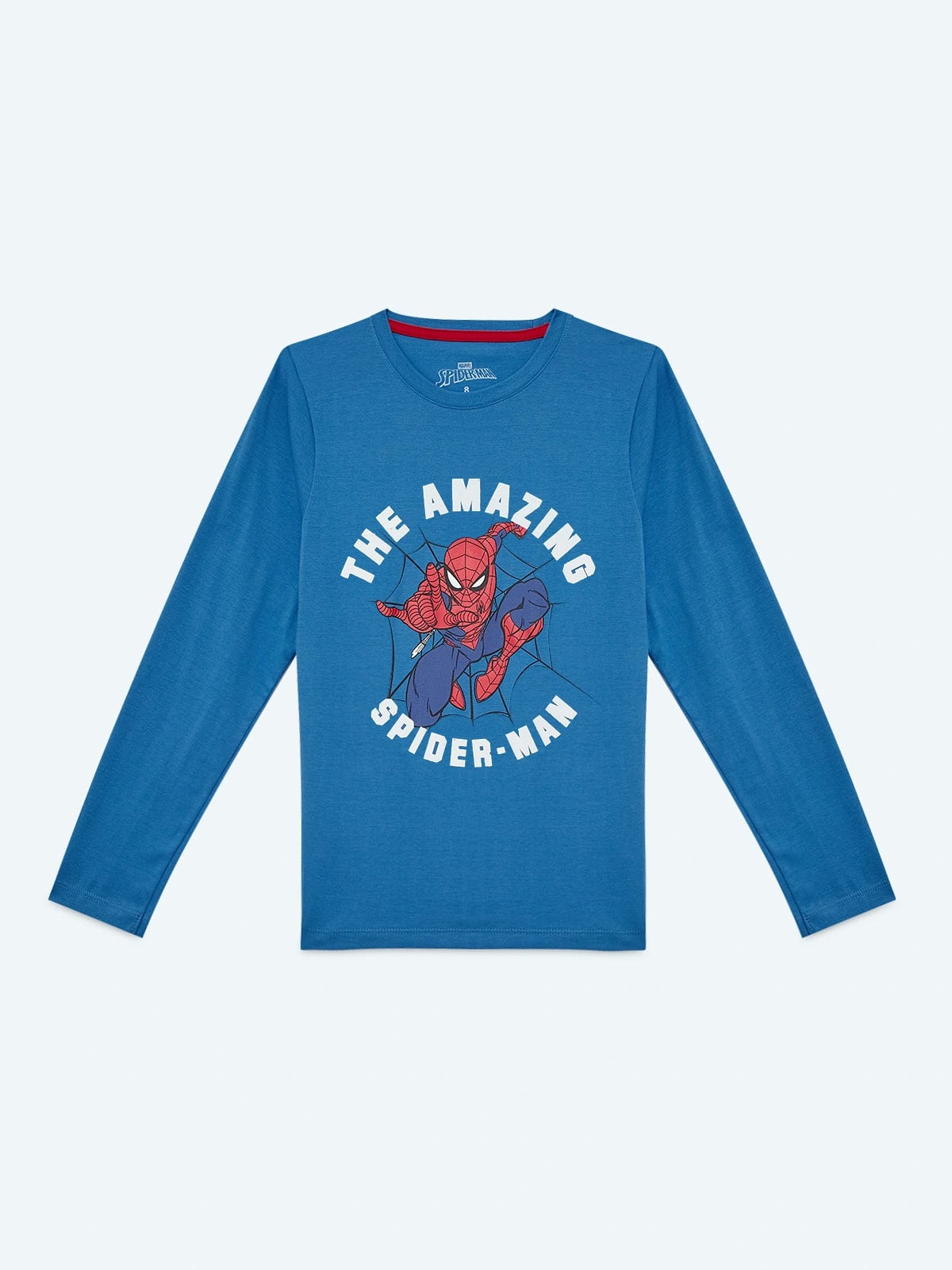POLO MANGA LARGA ALGODÓN NIÑO SPIDERMAN AZUL BÁSICO - 1