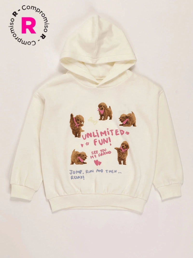POLERA CAPUCHA PRINT TEDDY NIÑA HARVEST - 1