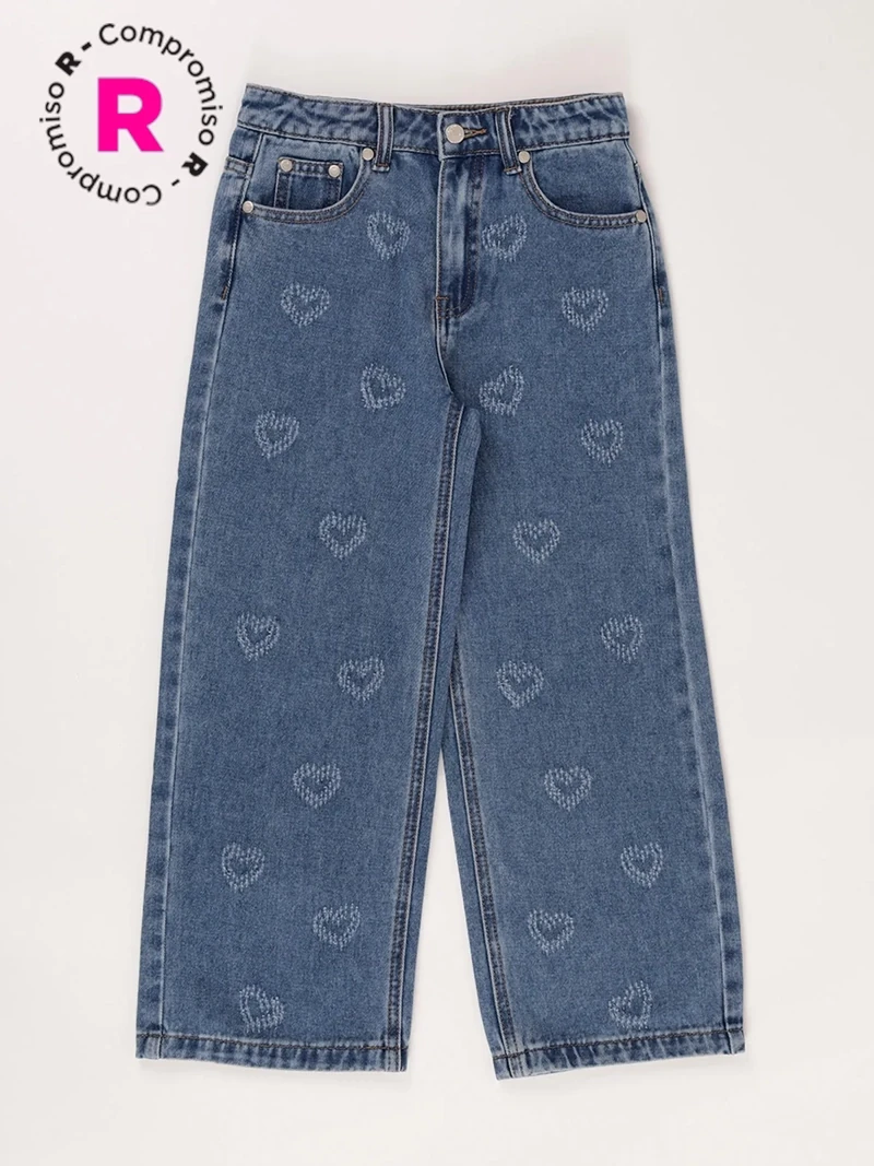 JEAN DENIM ALGODÓN BORDADO NIÑA HARVEST - 1