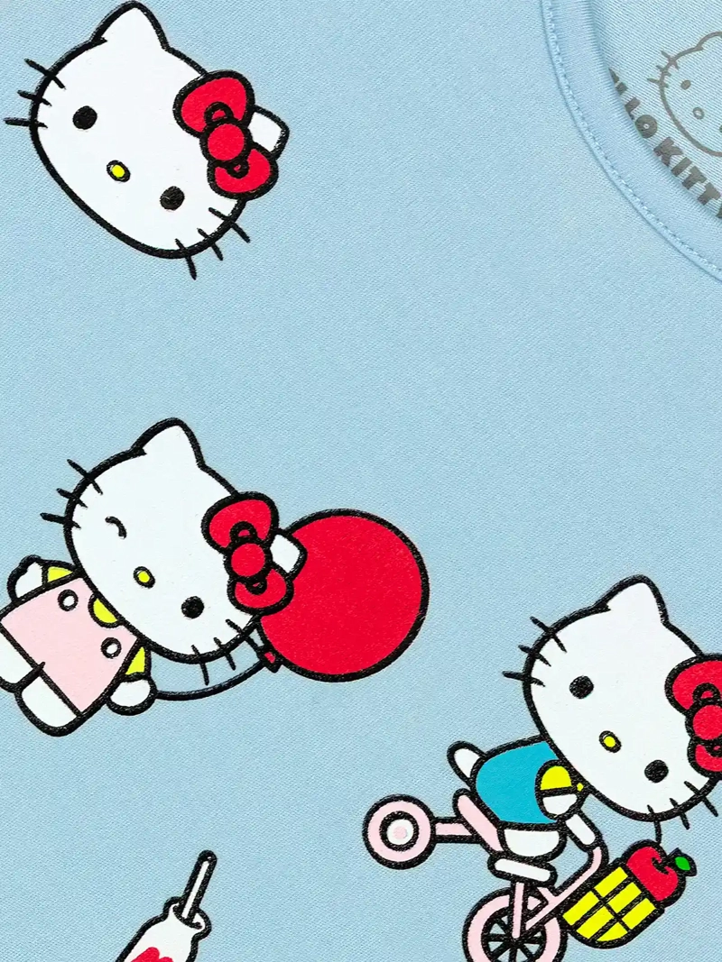 POLO MANGA CORTA ALGODÓN NIÑA HELLO KITTY CELESTE