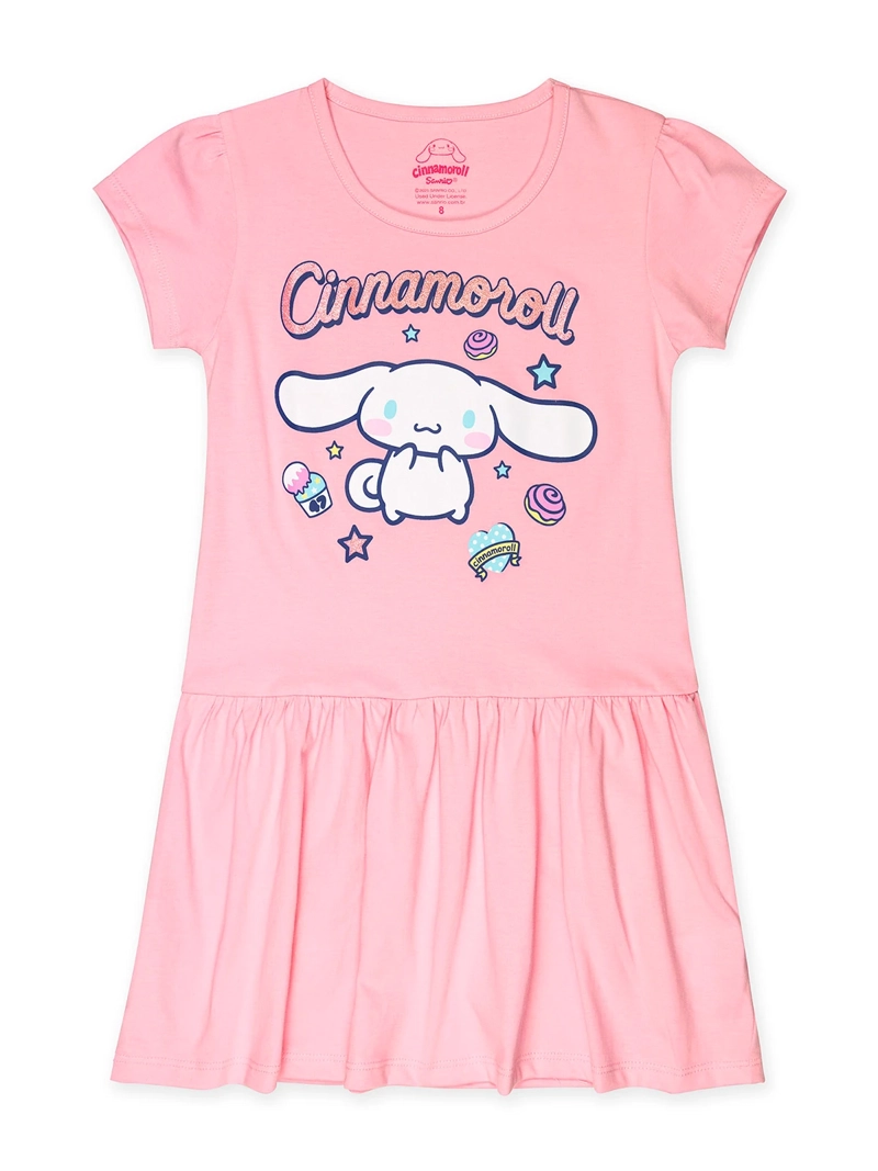 VESTIDO CORTO ALGODÓN NIÑA HELLO KITTY ROSADO - 1