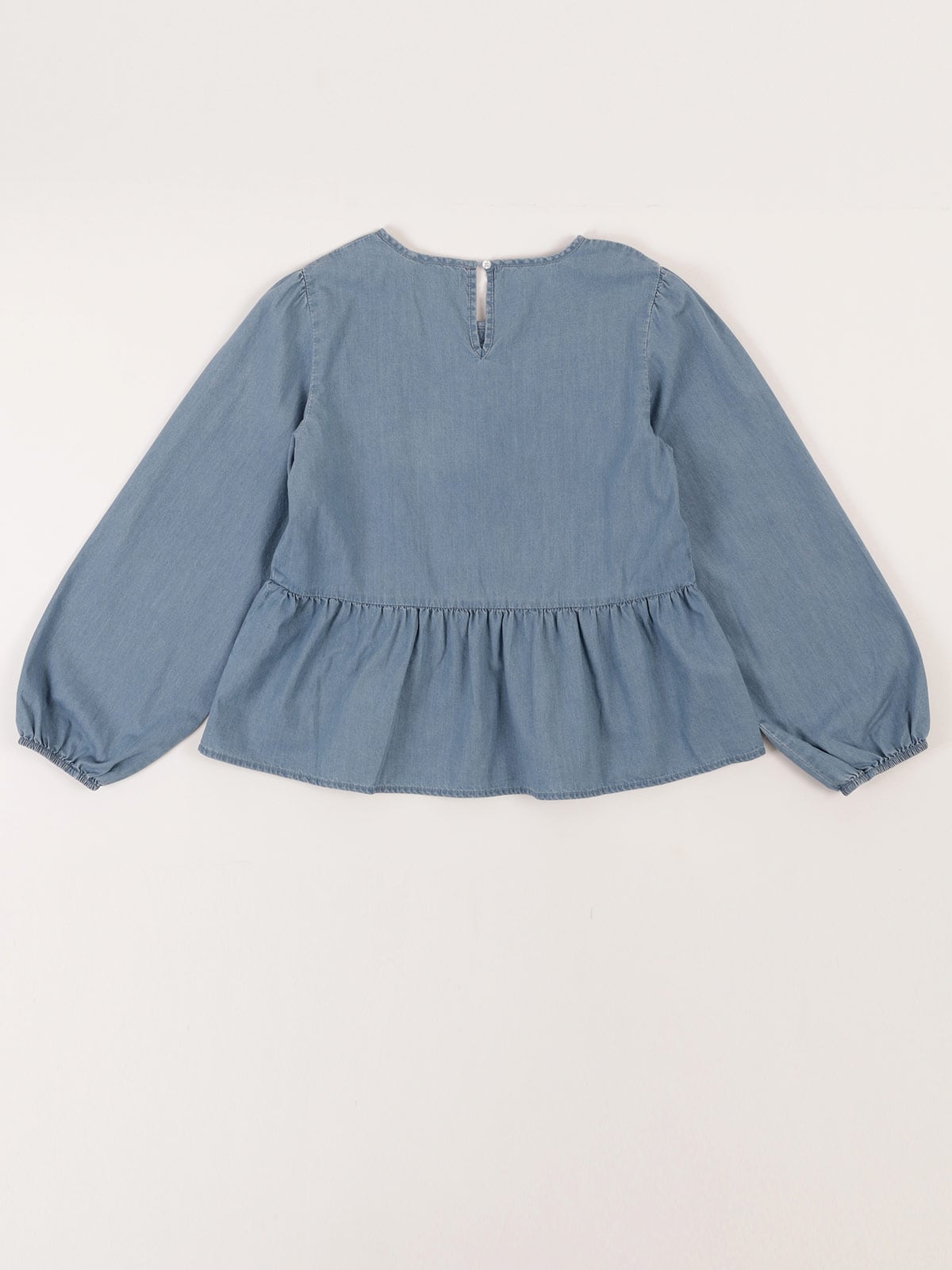 BLUSA MANGA LARGA DENIM CON LAZOS NIÑA INDEX - 2