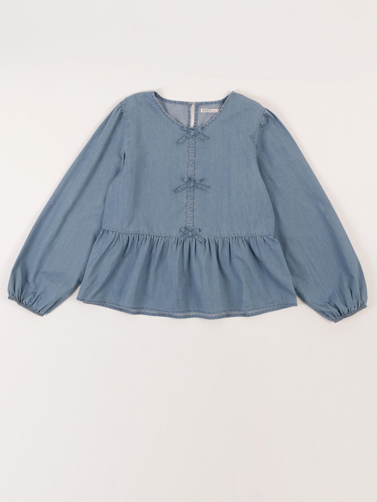 BLUSA MANGA LARGA DENIM CON LAZOS NIÑA INDEX - 1