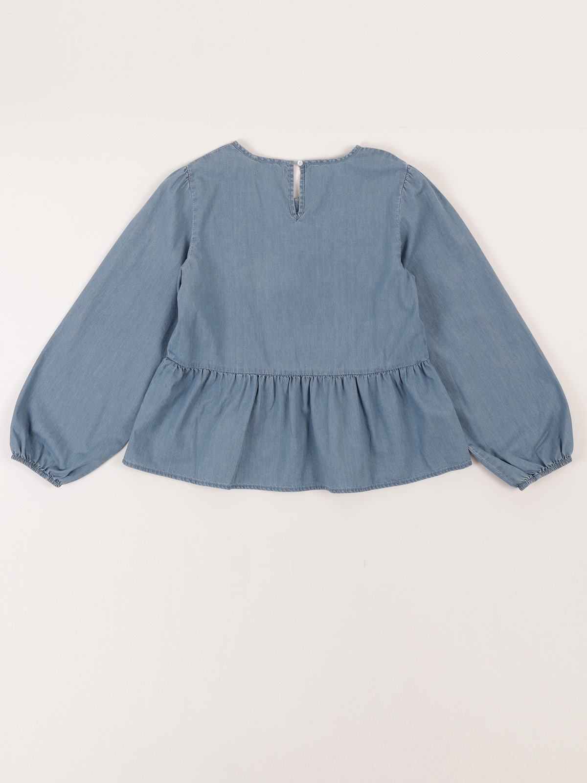 BLUSA MANGA LARGA DENIM CON LAZOS NIÑA INDEX - 2