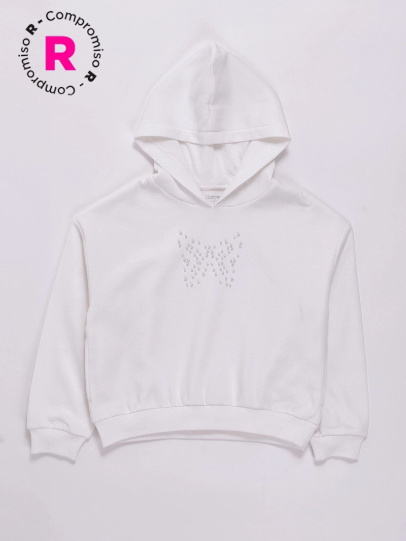 POLERA CAPUCHA FRANELA APLICACIÓN DE PERLAS NIÑA HARVEST - 1