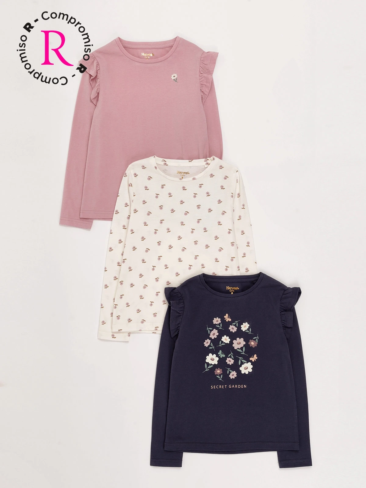 PACK X3 POLO MANGA LARGA NIÑA HARVEST - 1