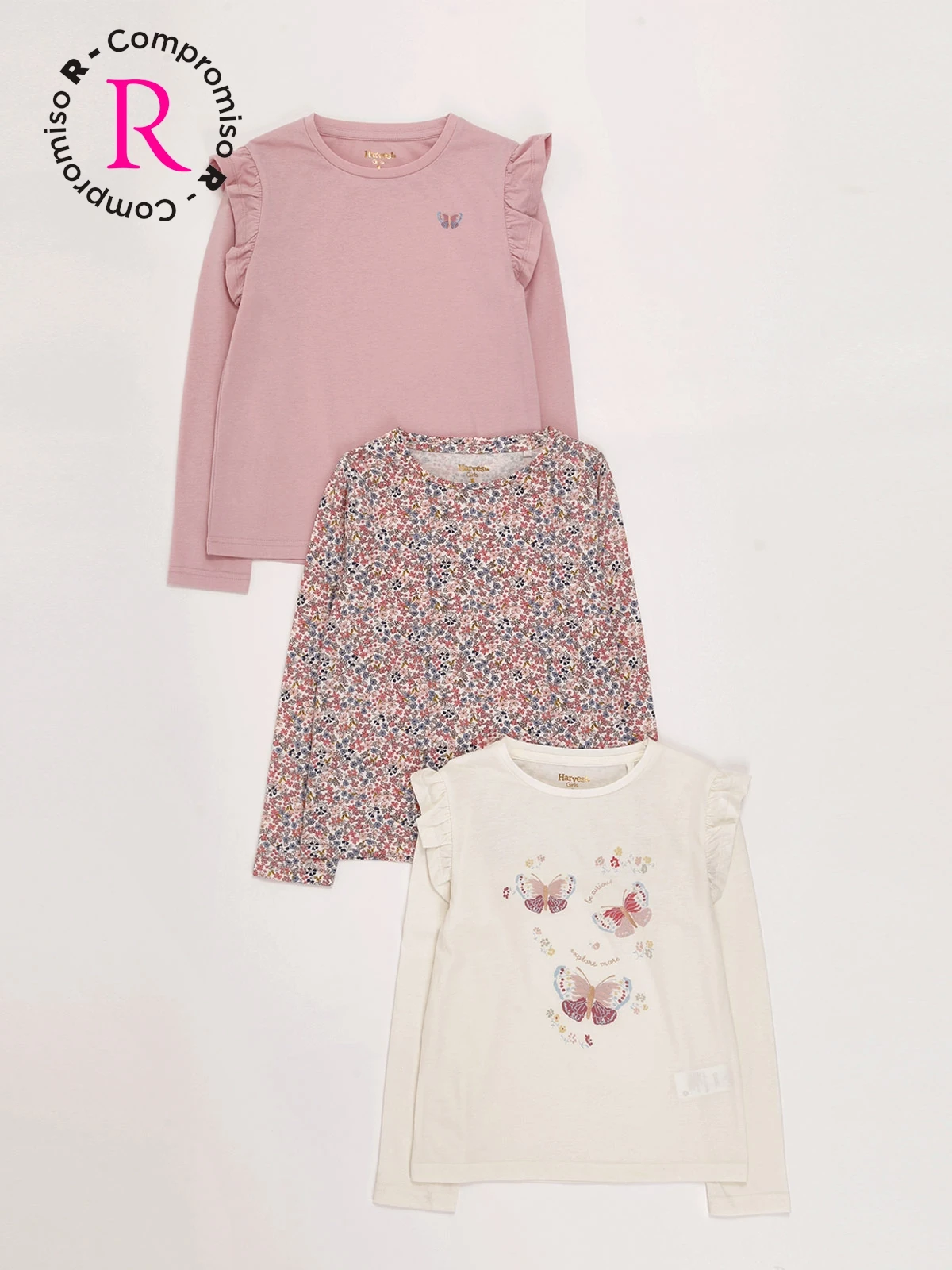 PACK X3 POLO MANGA LARGA NIÑA HARVEST - 1
