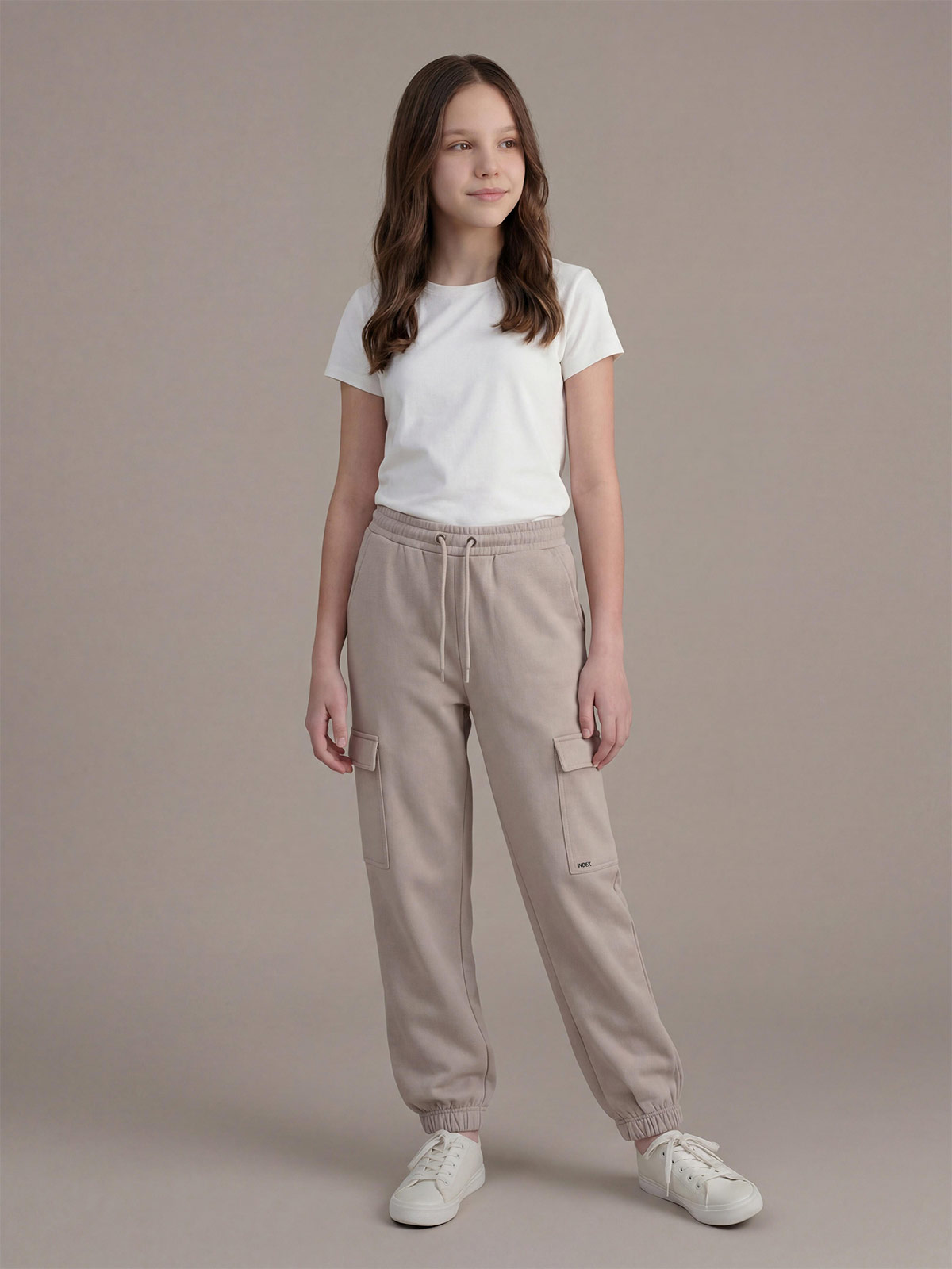 PANTALÓN BUZO NIÑA INDEX CARGO FRANELA - 1