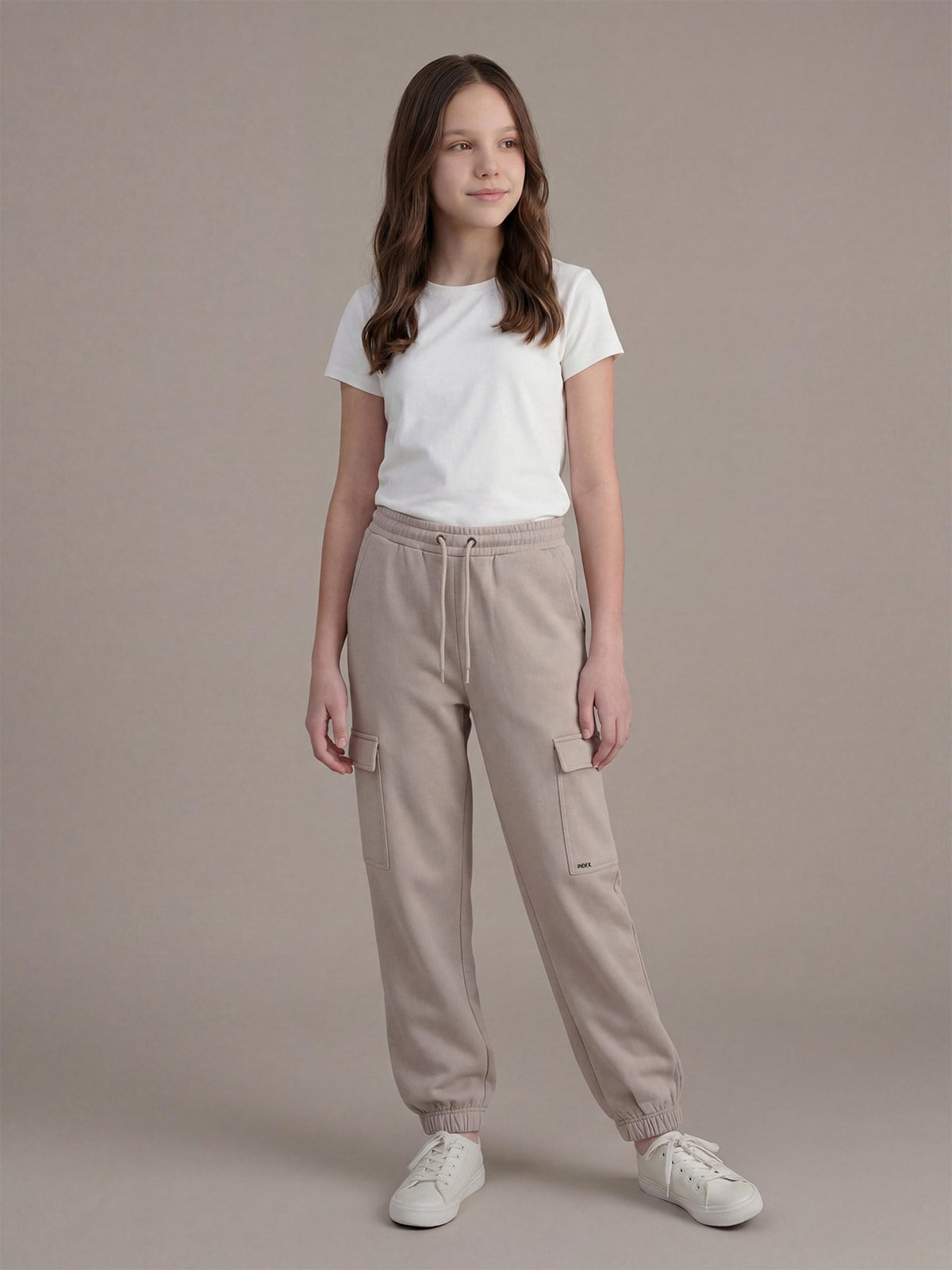 PANTALÓN BUZO NIÑA INDEX CARGO FRANELA - 1