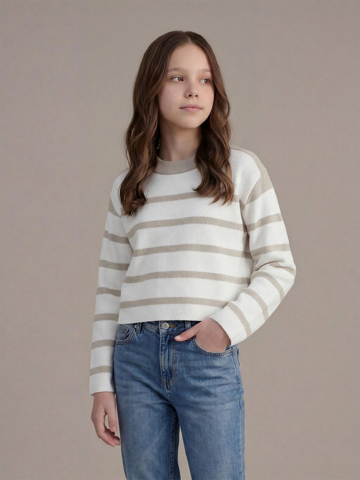 CHOMPA TEJIDA CONTRAST SWEATER NIÑA INDEX - 1
