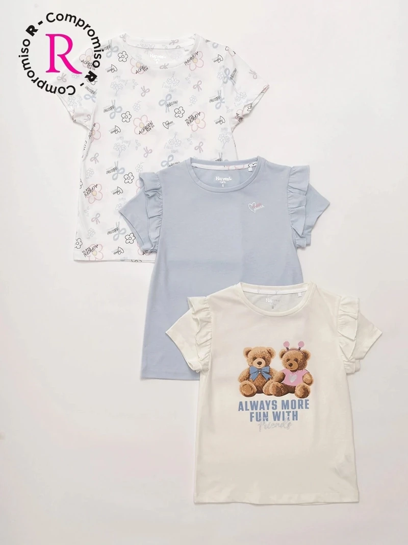 PACK X3 POLO MANGA CORTA ALGODÓN NIÑA HARVEST - 1