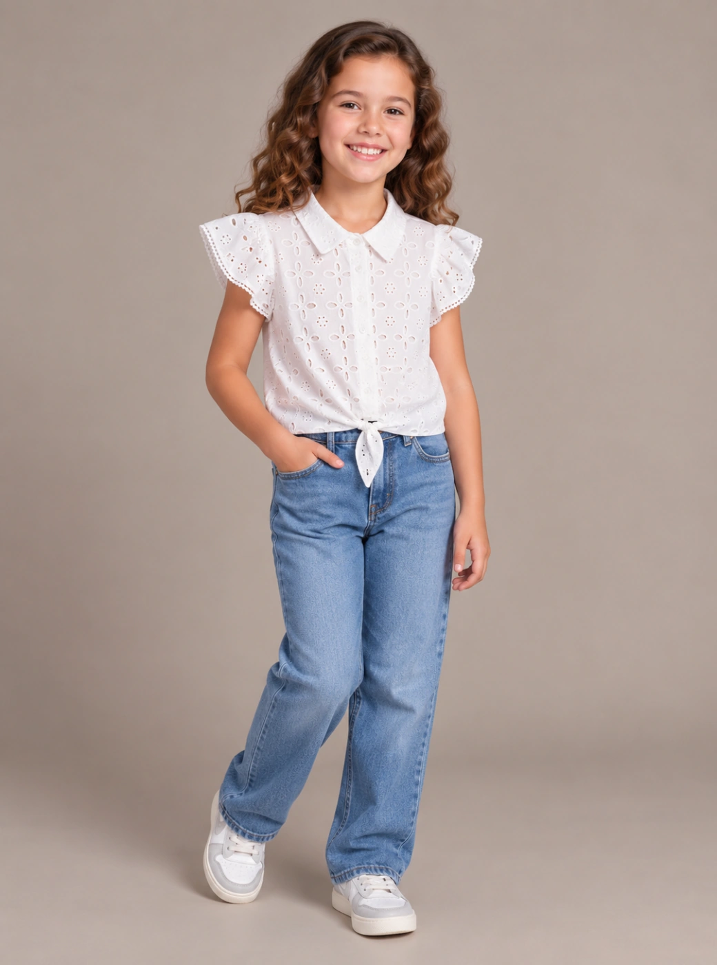 BLUSA MANGA CORTA NIÑA HARVEST BRODERIE  - 1