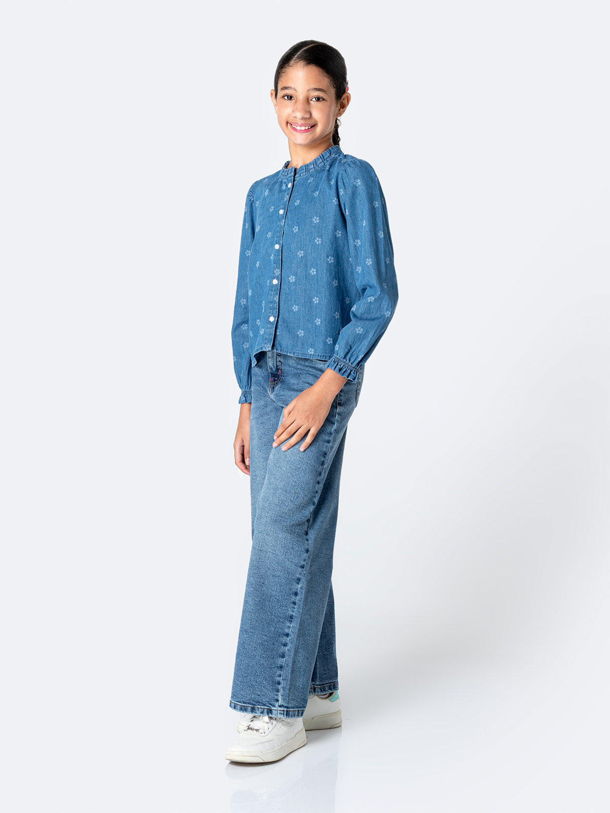 BLUSA MANGA LARGA NIÑA PIONIER DENIM - 4