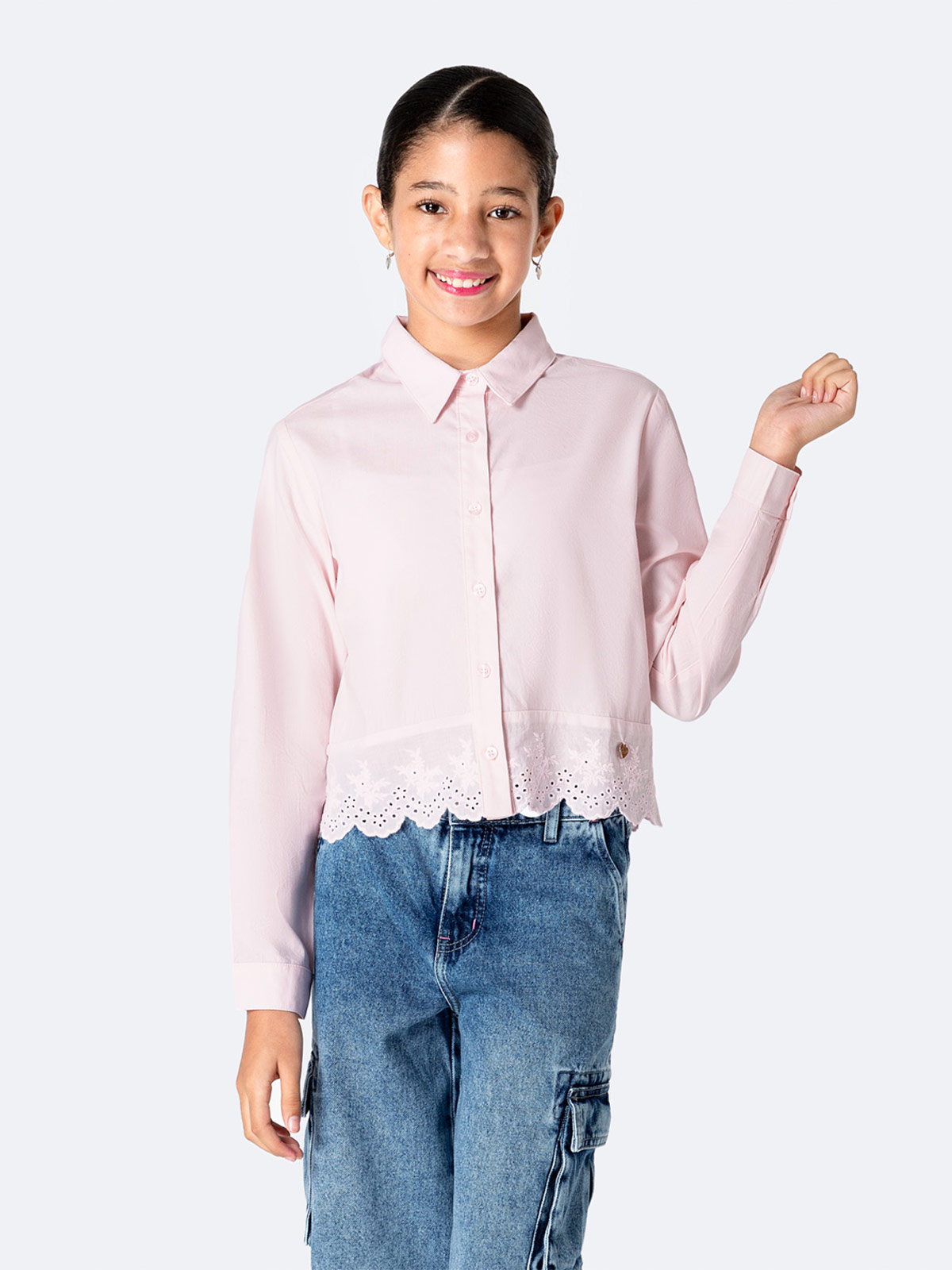 BLUSA MANGA LARGA NIÑA PIONIER POPELINA  - 1