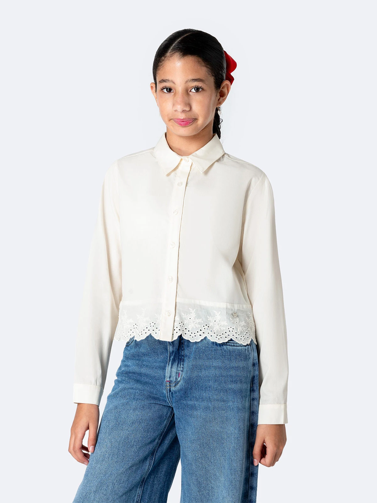 BLUSA MANGA LARGA NIÑA PIONIER POPELINA  - 1