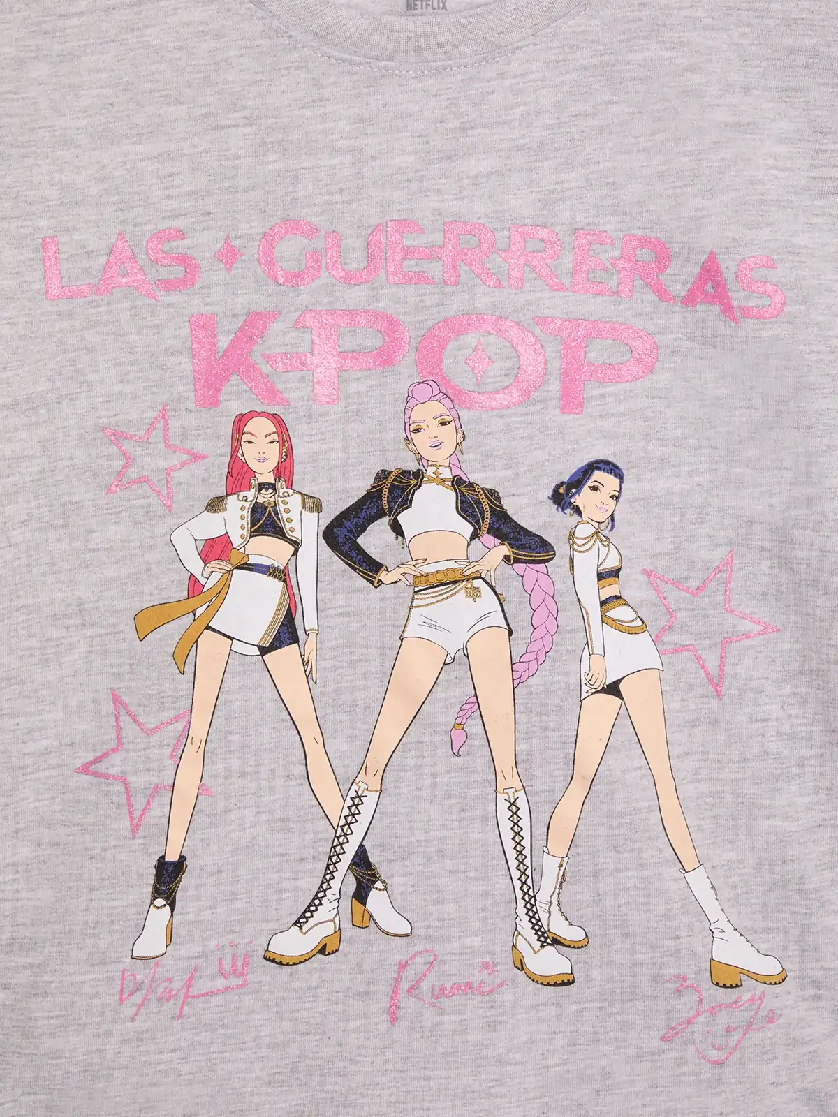 POLO MANGA CORTA ALGODÓN NIÑA KPOP DEMON HUNTERS GRIS CLARO - 3