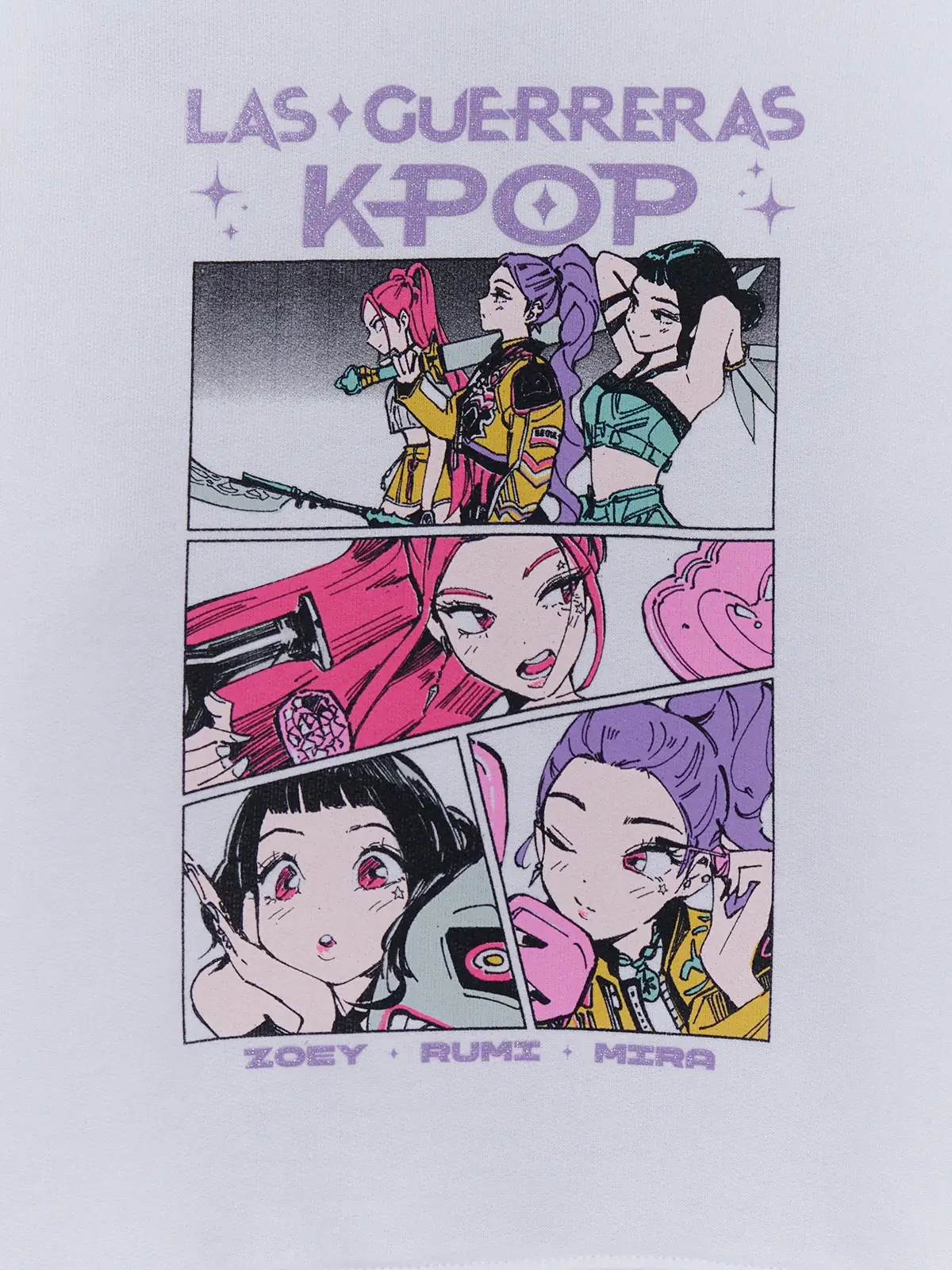POLERA ALGODÓN NIÑA KPOP DEMON HUNTERS BLANCO - 3