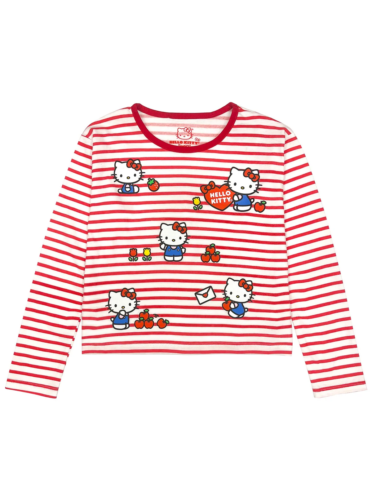 POLO MANGA LARGA ALGODÓN NIÑA HELLO KITTY ROJO STRIPES - 1