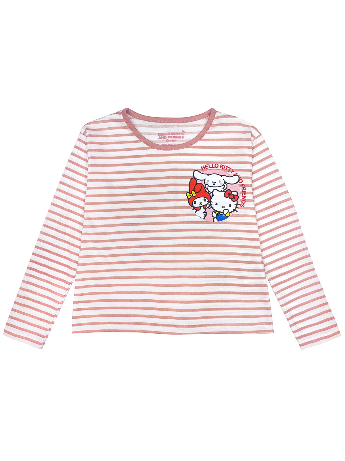 POLO MANGA LARGA ALGODÓN NIÑA HELLO KITTY ROSADO STRIPES FRIENDS - 1