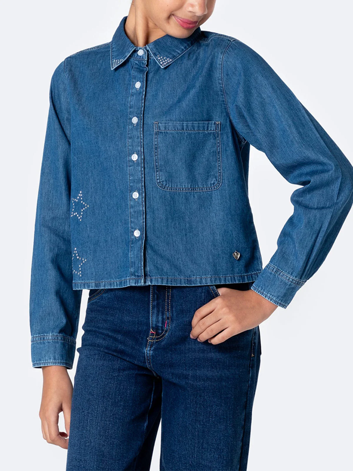 BLUSA REGULAR FIT MANGA LARGA NIÑA PIONIER JEAN LIGHT SUBAME - 2