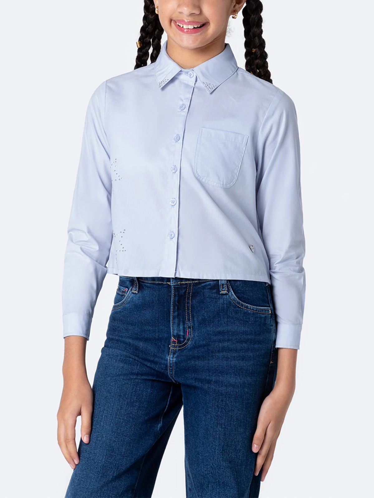 BLUSA REGULAR FIT MANGA LARGA NIÑA PIONIER JEAN LIGHT SUBAME - 2
