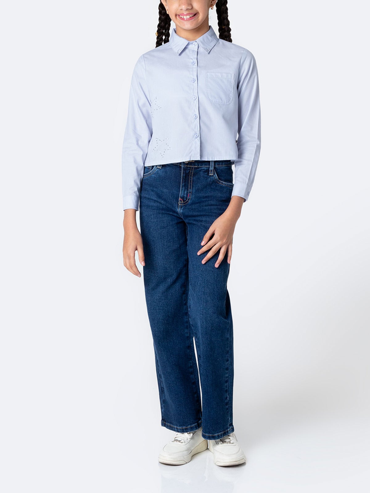 BLUSA REGULAR FIT MANGA LARGA NIÑA PIONIER JEAN LIGHT SUBAME - 1